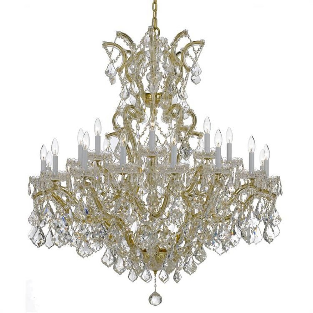 Crystorama Lighting-4424-GD-CL-MWP-Maria Theresa - Twenty Four Light Chandelier in Classic Style - 46 Inches Wide by 48 Inches High Hand Cut Gold Polished Chrome Finish