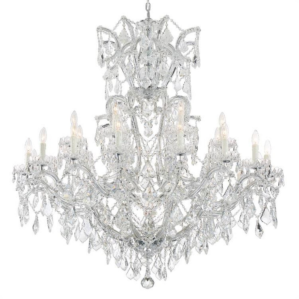 Crystorama Lighting-4424-CH-CL-MWP-Maria Theresa - Twenty Four Light Chandelier in Classic Style - 46 Inches Wide by 48 Inches High Hand Cut Polished Chrome Polished Chrome Finish