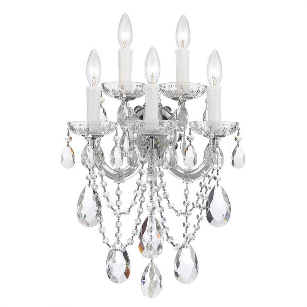 Crystorama Lighting-4425-CH-CL-MWP-Maria Theresa - Five Light Wall Sconce in Classic Style - 13.5 Inches Wide by 22.5 Inches High Polished Chrome Hand Cut Polished Chrome Finish