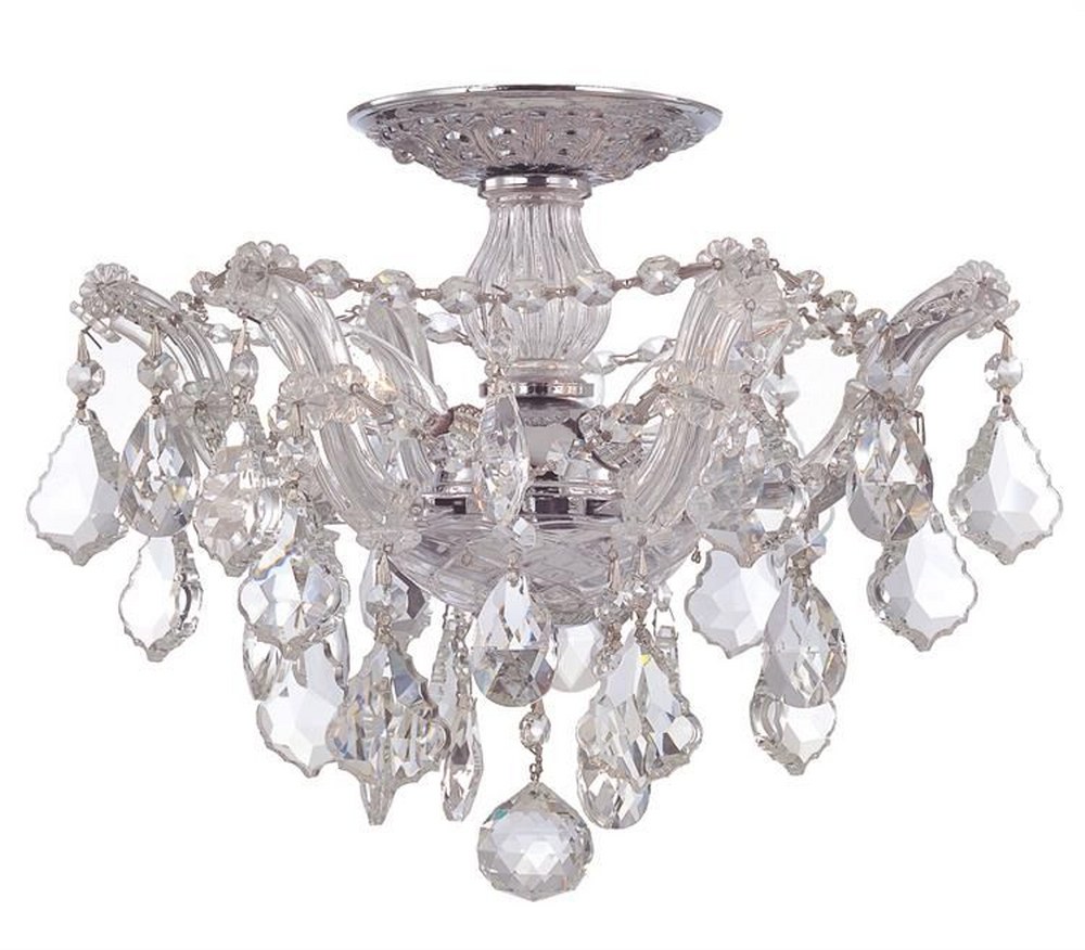 Crystorama Lighting-4430-CH-CL-MWP-Maria Theresa - 3 Light Flush Mount in Classic Style - 13.5 Inches Wide by 11.5 Inches High Hand Cut Polished Chrome Polished Chrome Finish