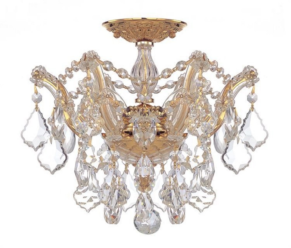 Crystorama Lighting-4430-GD-CL-MWP-Maria Theresa - 3 Light Flush Mount in Classic Style - 13.5 Inches Wide by 11.5 Inches High Hand Cut Gold Polished Chrome Finish