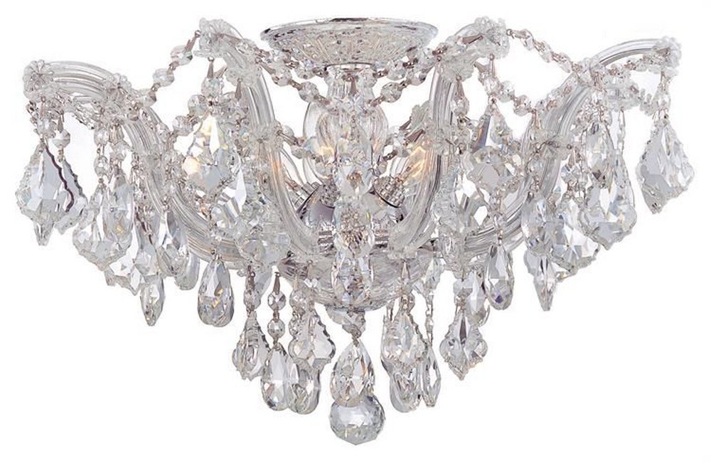Crystorama Lighting-4437-CH-CL-MWP-Maria Theresa Collection Crystal 5 Light Ceiling Mount in Classic Style - 19 Inches Wide by 11.5 Inches High Hand Cut Polished Chrome Polished Chrome Finish