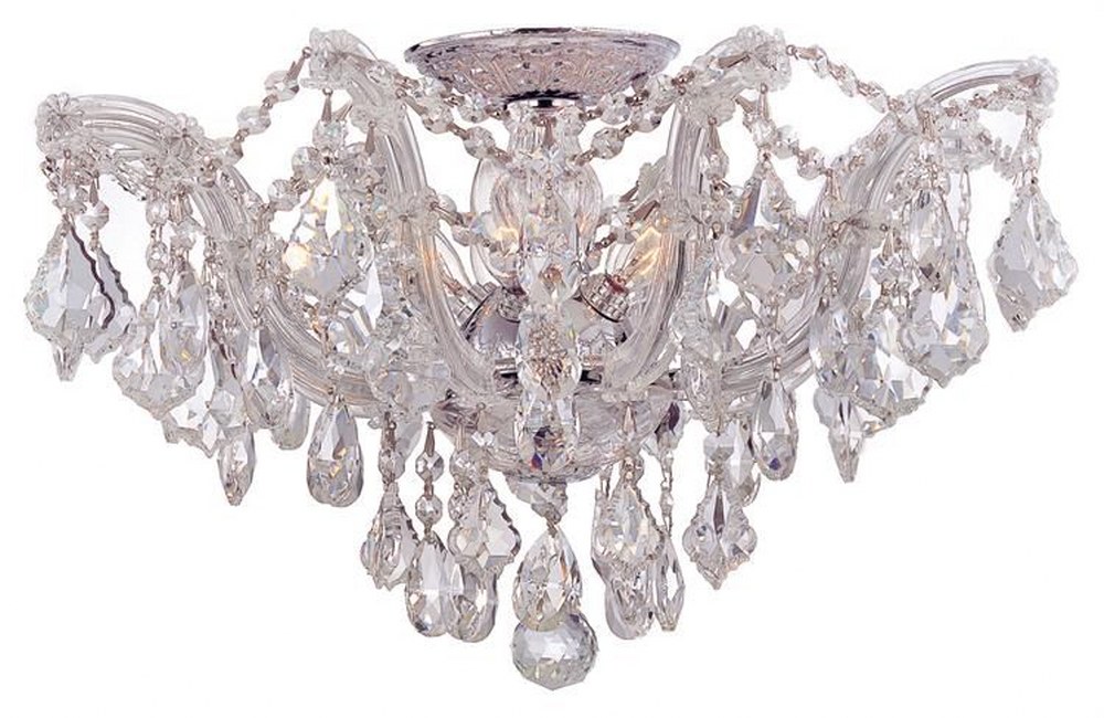 Crystorama Lighting-4437-CH-CL-S-Maria Theresa Collection Crystal 5 Light Ceiling Mount in Classic Style - 19 Inches Wide by 11.5 Inches High Swarovski Strass Polished Chrome Polished Chrome Finish