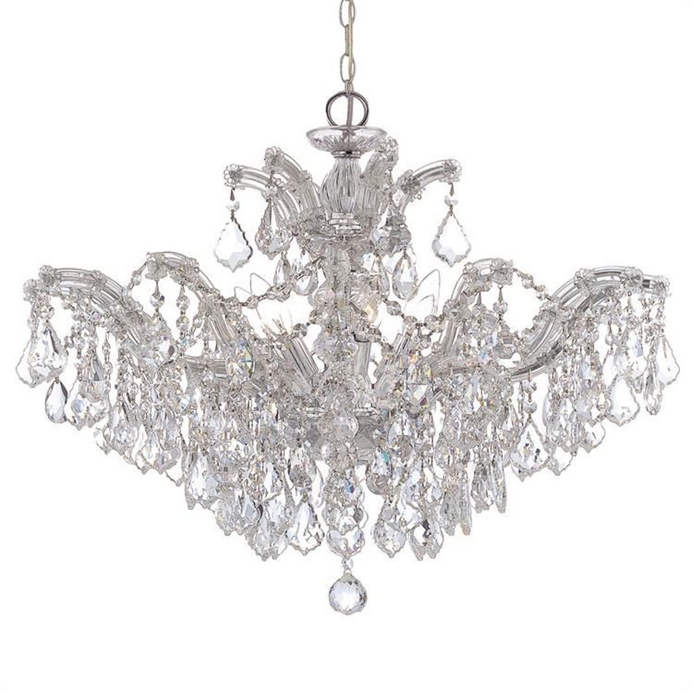 Crystorama Lighting-4439-CH-CL-MWP-Maria Theresa - Six Light Chandelier in Classic Style - 27 Inches Wide by 20 Inches High Hand Cut Polished Chrome Polished Chrome Finish