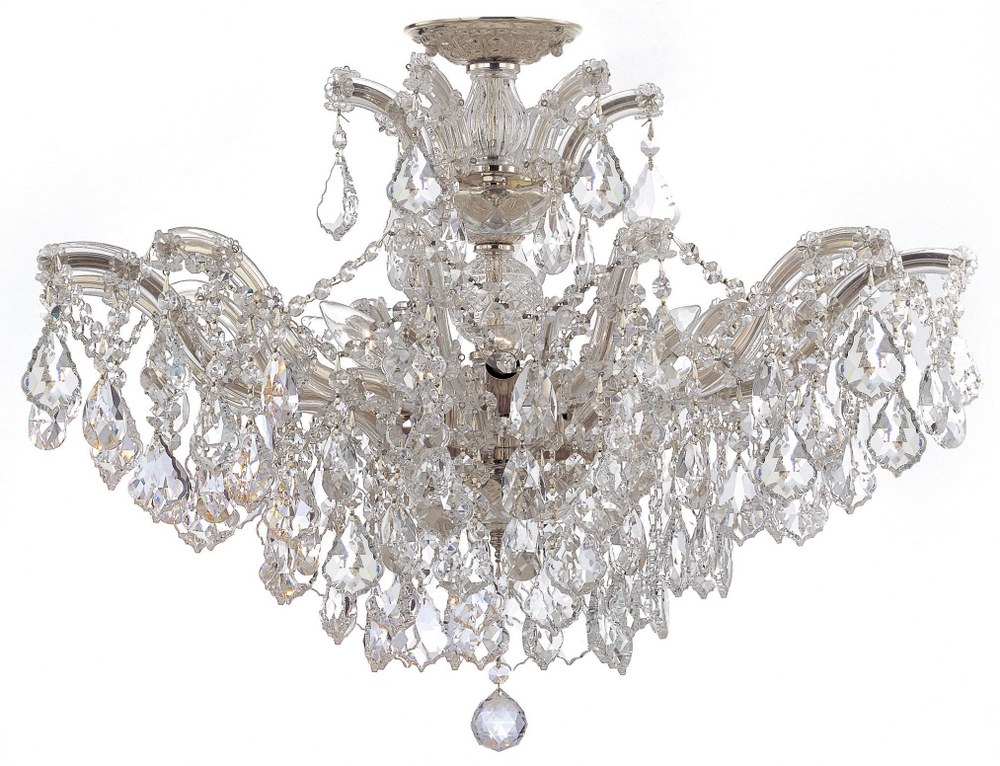 Crystorama Lighting-4439-CH-CL-MWP_CEILING-Maria Theresa - Six Light Semi-Flush Mount in Classic Style - 27 Inches Wide by 20 Inches High Hand Cut Polished Chrome Polished Chrome Finish