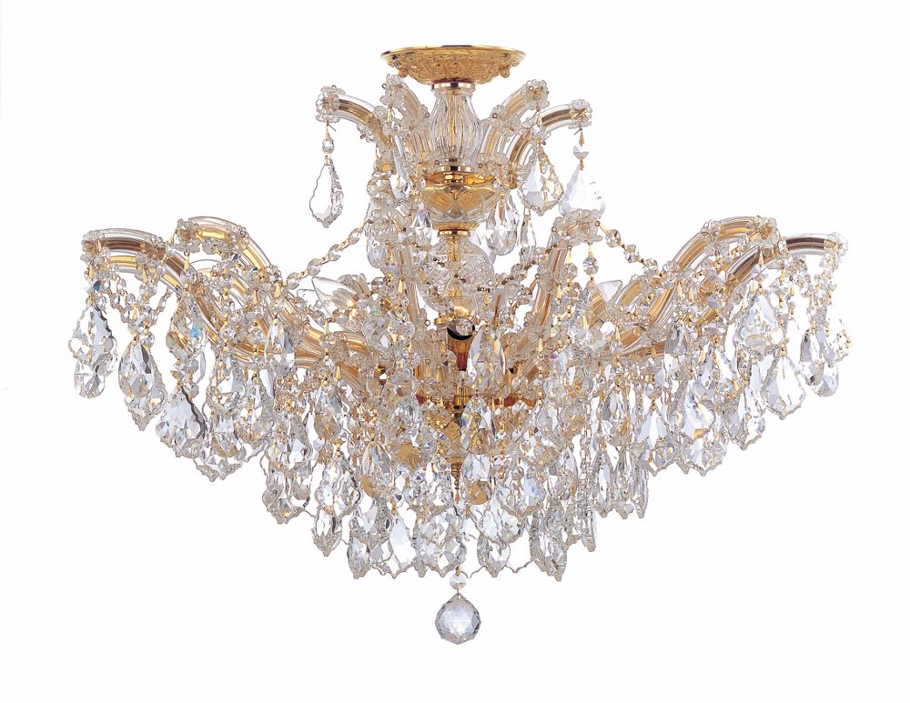 Crystorama Lighting-4439-GD-CL-MWP_CEILING-Maria Theresa - Six Light Semi-Flush Mount in Classic Style - 27 Inches Wide by 20 Inches High Hand Cut Gold Polished Chrome Finish