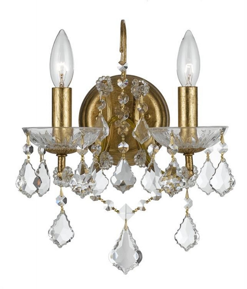 Crystorama Lighting-4452-GA-CL-S-Filmore - Two Light Wall Sconce in Classic Style - 10.5 Inches Wide by 12.5 Inches High Antique Gold Swarovski Strass Antique Gold Finish