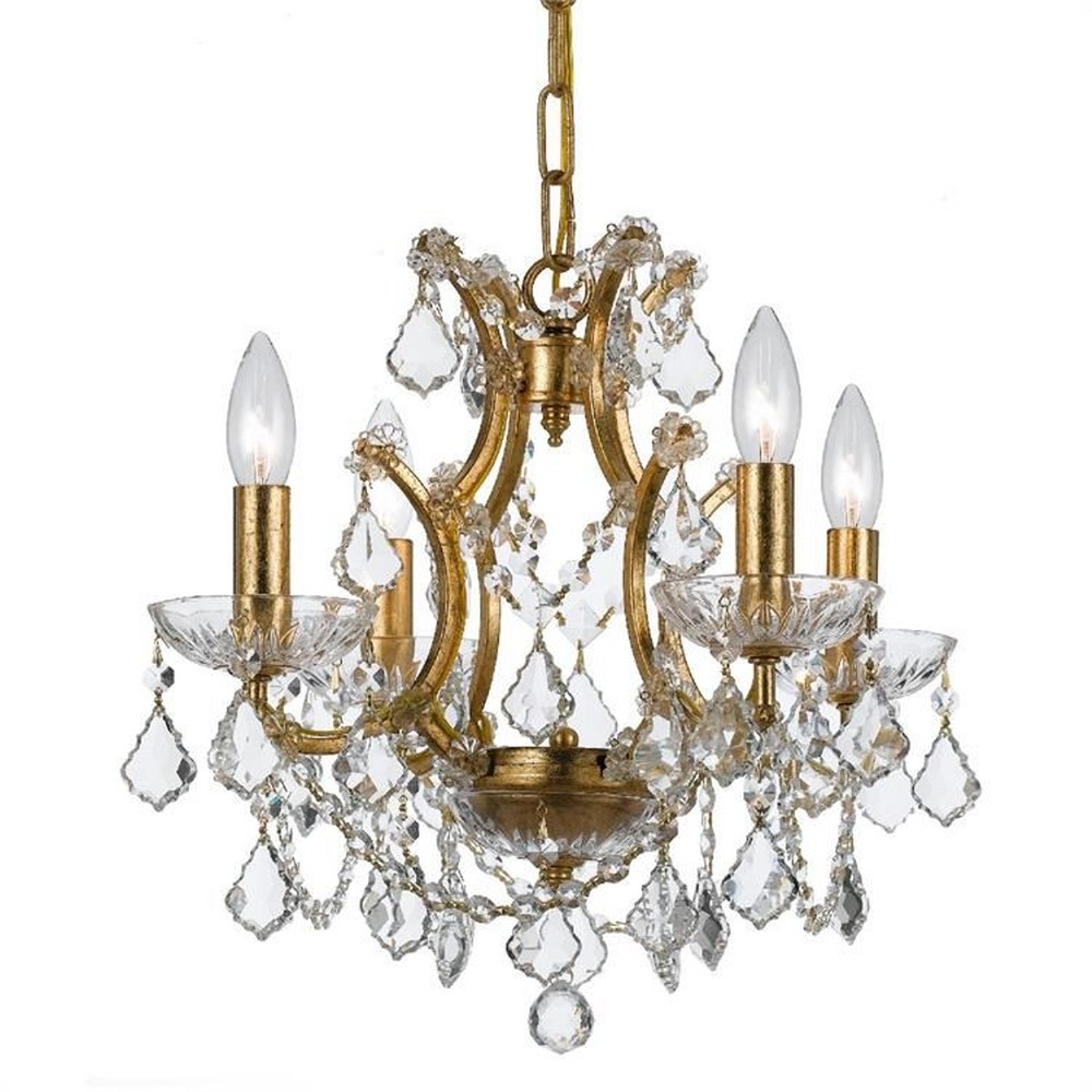 Crystorama Lighting-4454-GA-CL-MWP-Filmore - Four Light Chandelier in Traditional and Contemporary Style - 17.5 Inches Wide by 12.5 Inches High Hand Cut Antique Gold Antique Gold Finish