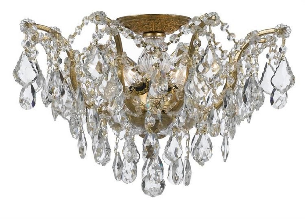 Crystorama Lighting-4457-GA-CL-MWP-Filmore - Five Light Flush Mount in Minimalist Style - 19 Inches Wide by 11.5 Inches High Hand Cut Antique Gold Antique Gold Finish