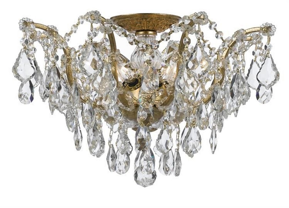 Crystorama Lighting-4457-GA-CL-S-Filmore - Five Light Flush Mount in Minimalist Style - 19 Inches Wide by 11.5 Inches High Clear Swarovski Strass  Antique Gold Finish