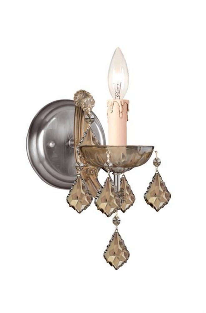 Crystorama Lighting-4471-AB-GT-MWP-Maria Theresa - 1 Light Wall Mount in Classic Style - 5 Inches Wide by 11.5 Inches High Golden Teak Majestic Wood Polished  Antique Brass Finish