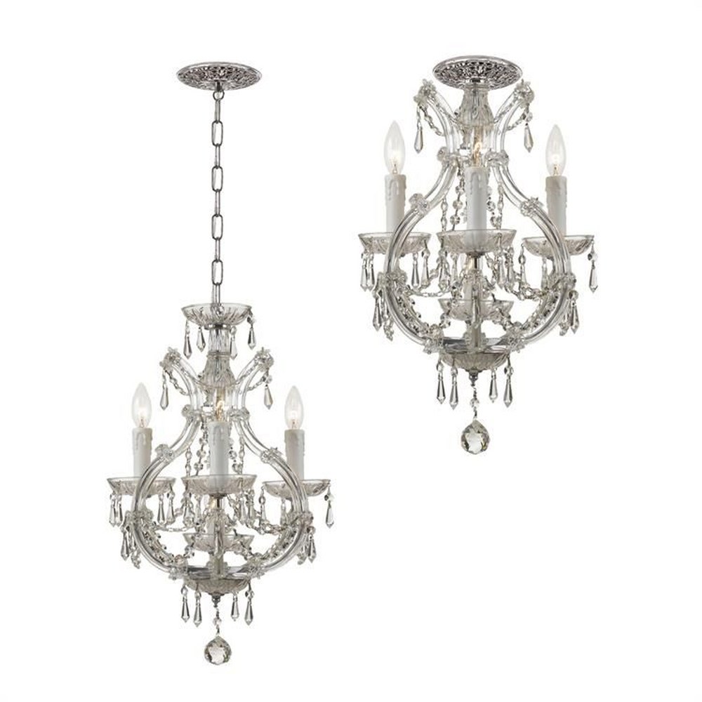 Crystorama Lighting-4473-CH-CL-I-Maria Theresa - Four Light Mini Chandelier in Classic Style - 12 Inches Wide by 21 Inches High Italian Polished Chrome Polished Chrome Finish