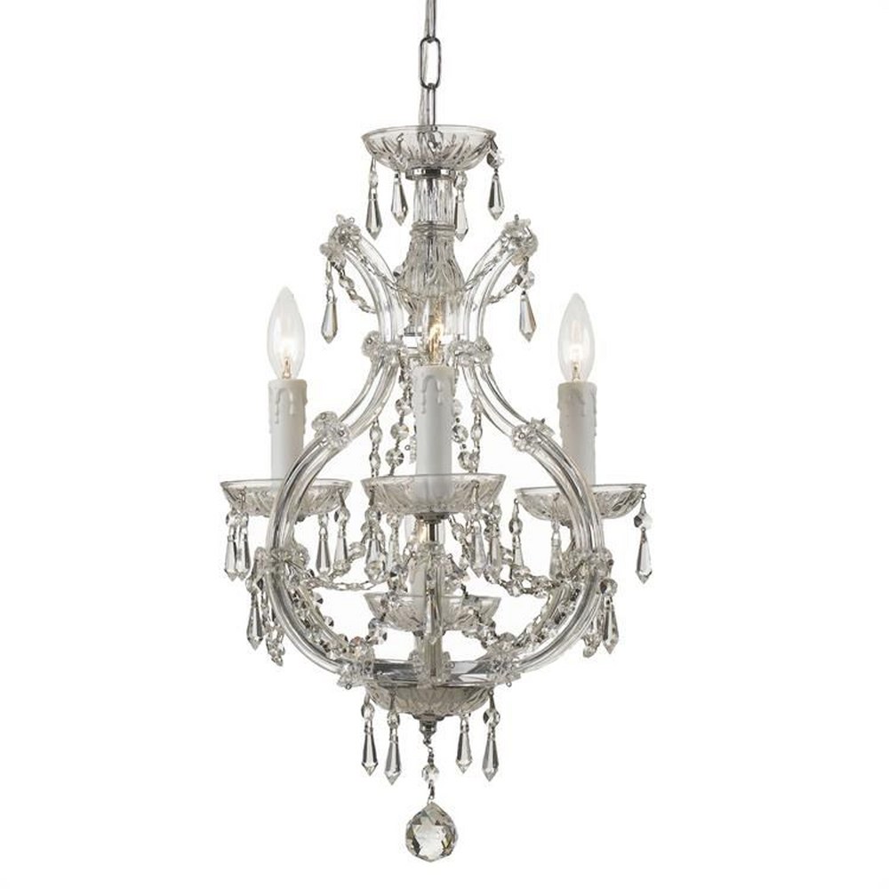 Crystorama Lighting-4473-CH-CL-MWP-Maria Theresa - Four Light Mini Chandelier in Classic Style - 12 Inches Wide by 21 Inches High Hand Cut Polished Chrome Polished Chrome Finish