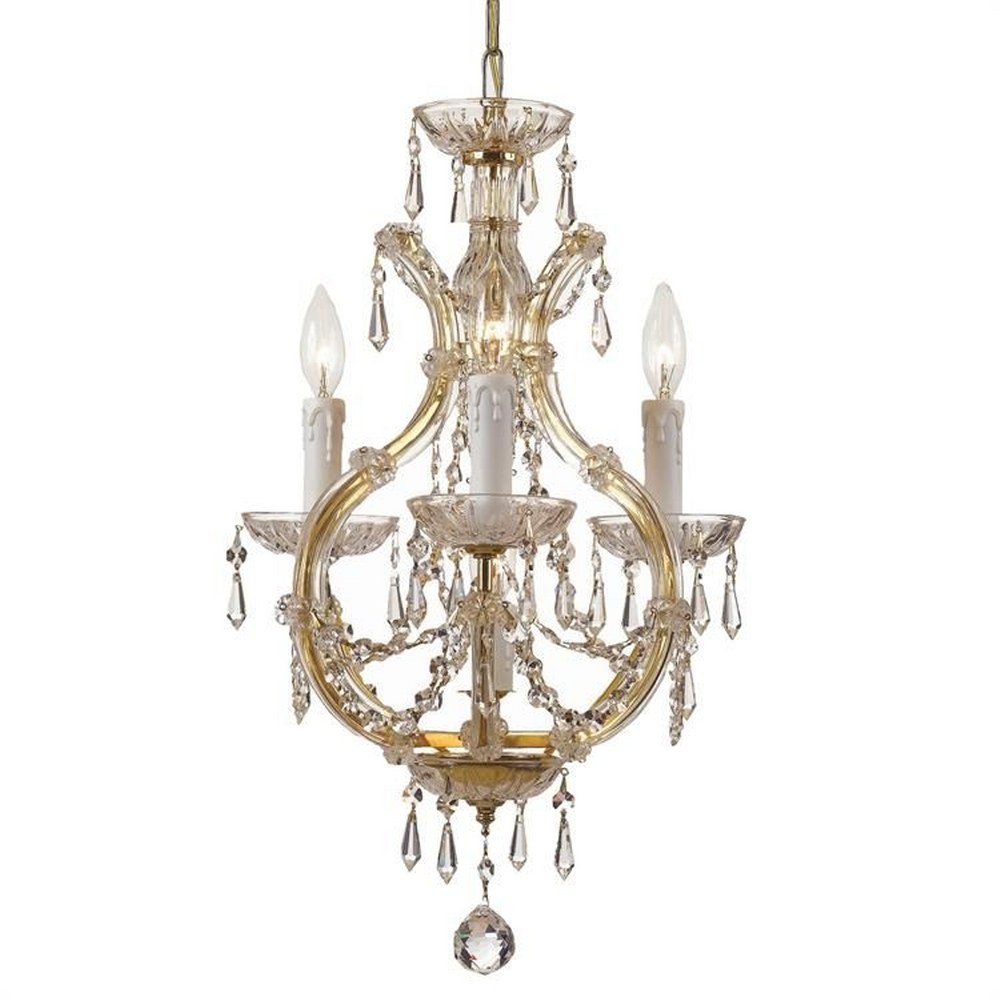 Crystorama Lighting-4473-GD-CL-MWP-Maria Theresa - Four Light Mini Chandelier in Classic Style - 12 Inches Wide by 21 Inches High Hand Cut Gold Polished Chrome Finish
