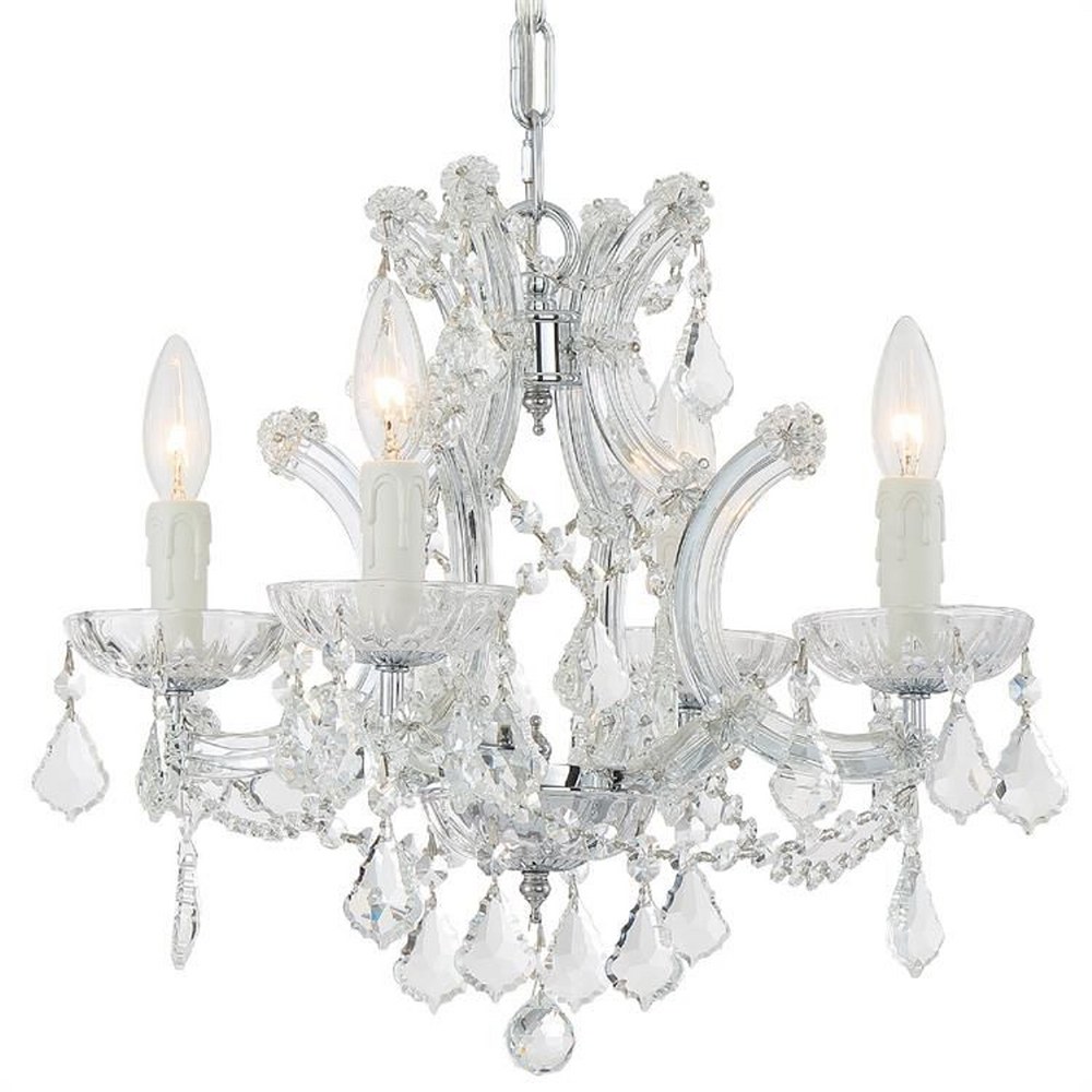 Crystorama Lighting-4474-CH-CL-MWP-Maria Theresa - Four Light Mini Chandelier in Classic Style - 16.5 Inches Wide by 15 Inches High Hand Cut Polished Chrome Polished Chrome Finish
