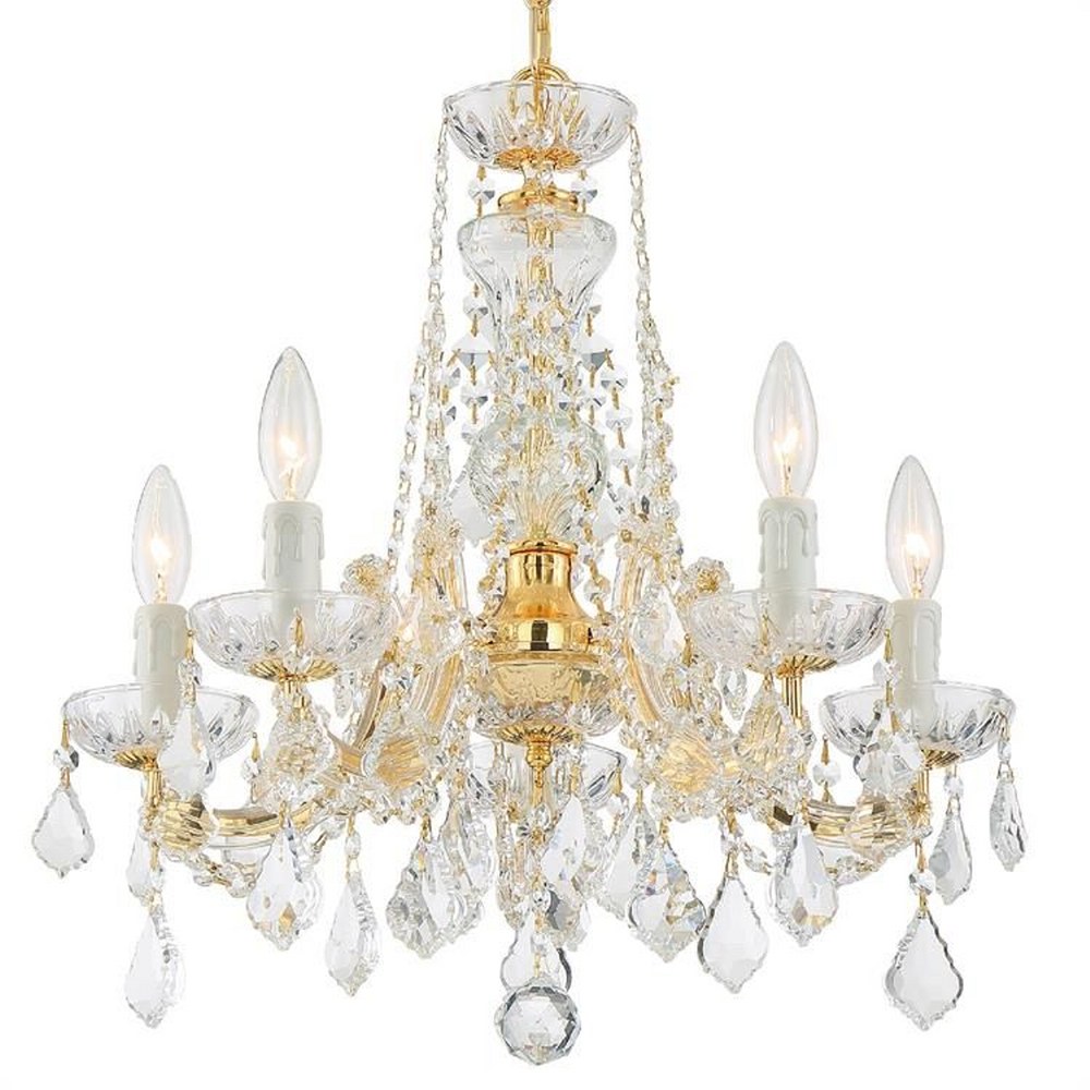 Crystorama Lighting-4476-GD-CL-S-Maria Theresa - Five Light Mini Chandelier in Minimalist Style - 20 Inches Wide by 19 Inches High Swarovski Strass Gold Polished Chrome Finish