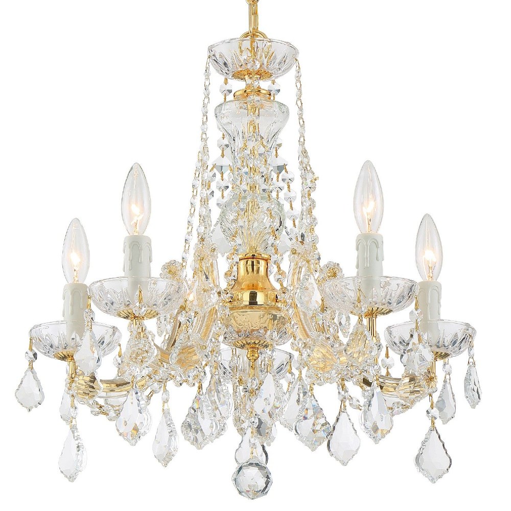 Crystorama Lighting-4476-GD-CL-SAQ-Maria Theresa - Five Light Mini Chandelier in Minimalist Style - 20 Inches Wide by 19 Inches High Swarovski Spectra Gold Polished Chrome Finish