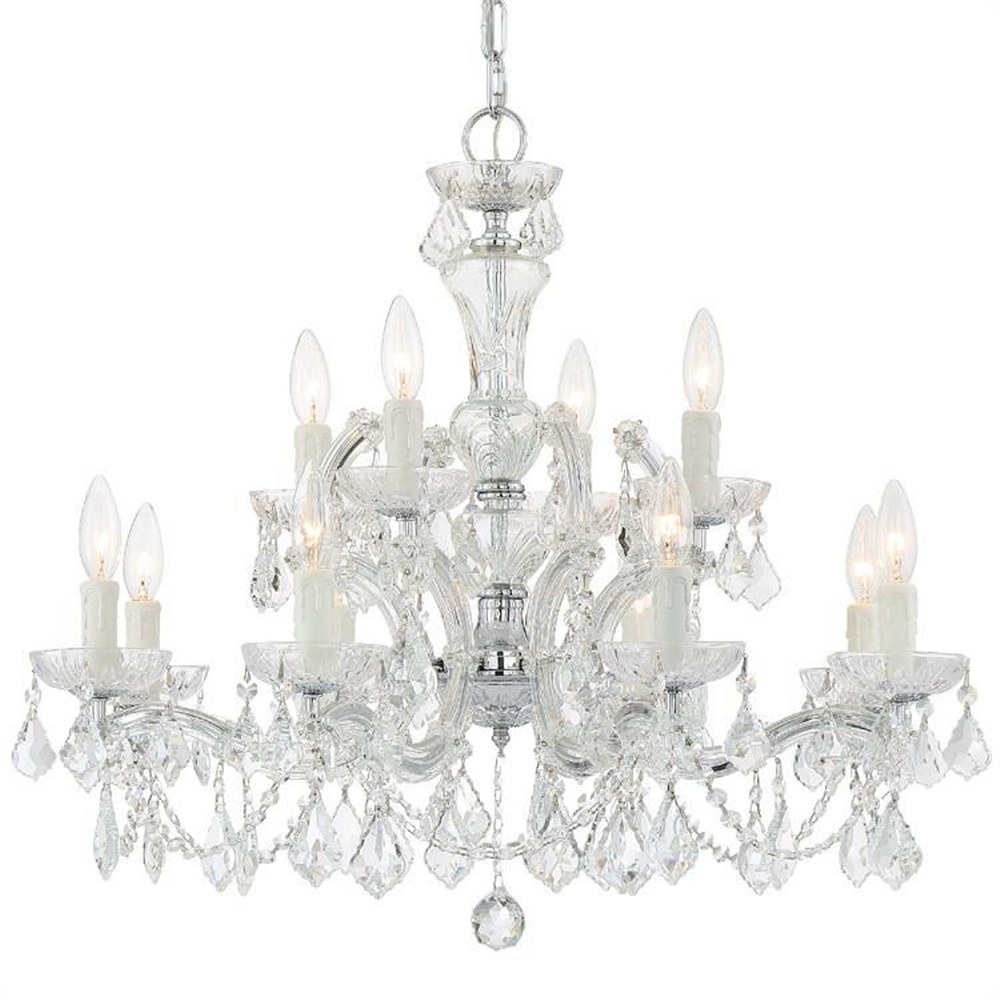 Crystorama Lighting-4479-CH-CL-I-Maria Theresa - Twelve Light 2-Tier Chandelier in Classic Style - 29 Inches Wide by 25.5 Inches High Italian Polished Chrome Polished Chrome Finish