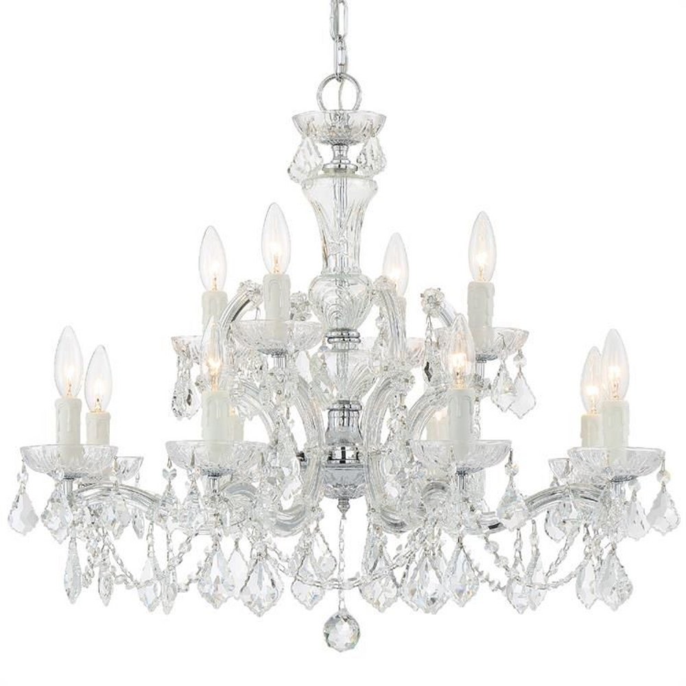 Crystorama Lighting-4479-CH-CL-MWP-Maria Theresa - Twelve Light 2-Tier Chandelier in Classic Style - 29 Inches Wide by 25.5 Inches High Hand Cut Polished Chrome Polished Chrome Finish