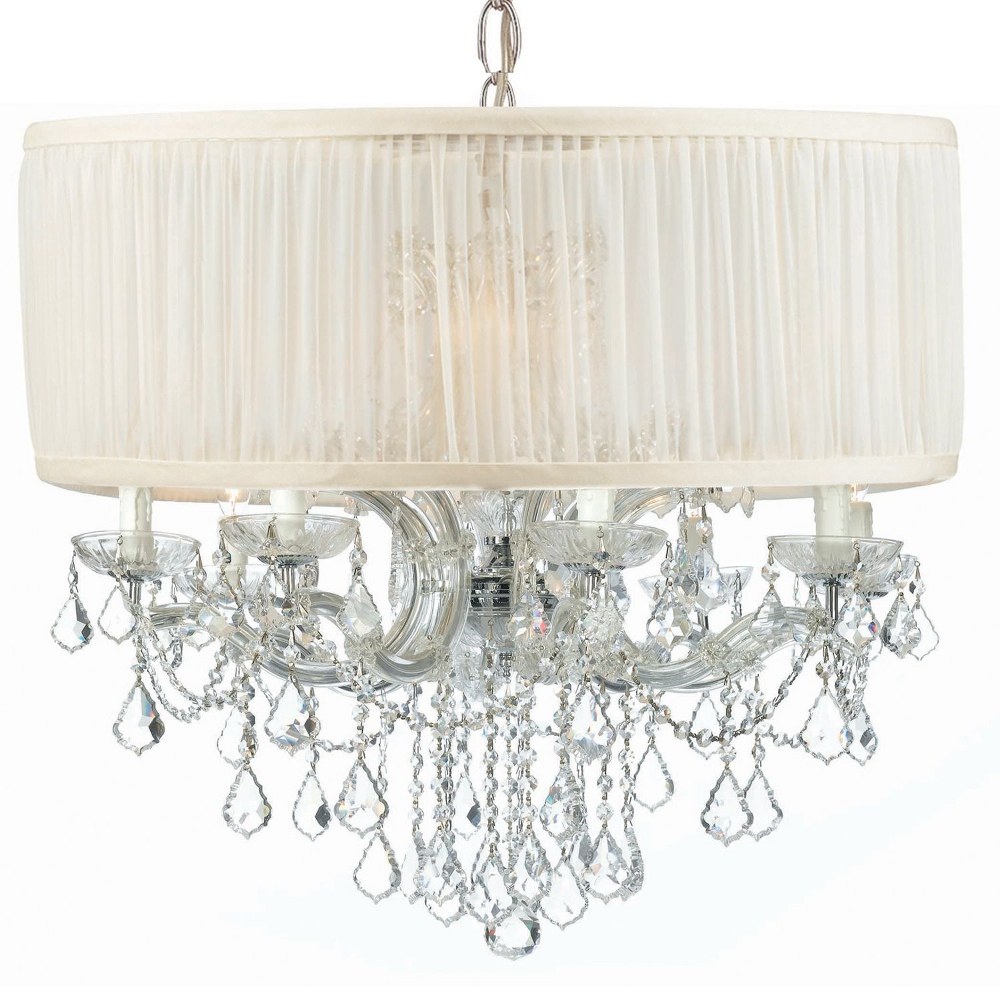 Crystorama Lighting-4489-CH-SAW-CLM-Brentwood - Twelve Light Chandelier in Classic Style - 30 Inches Wide by 27 Inches High Hand Cut Polished Chrome Polished Chrome Finish