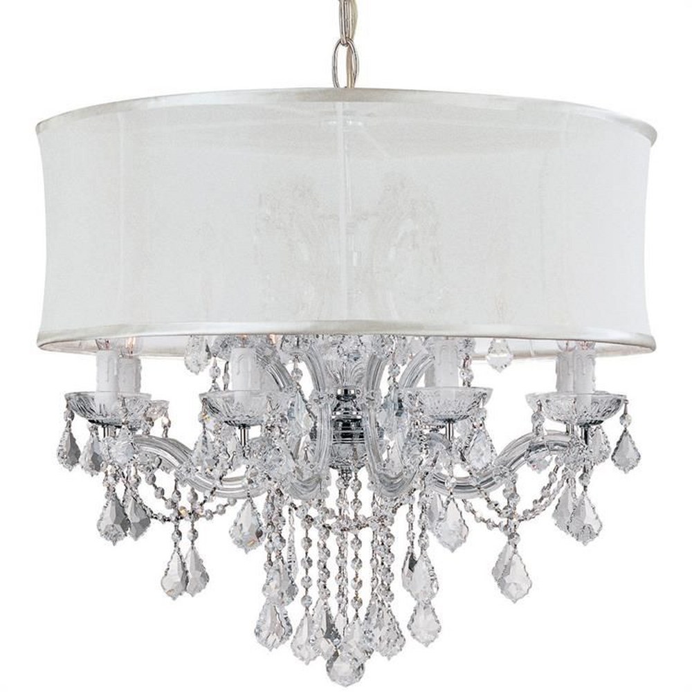Crystorama Lighting-4489-CH-SMW-CLM-Brentwood - Twelve Light Chandelier in Classic Style - 30 Inches Wide by 27 Inches High Hand Cut Polished Chrome Polished Chrome Finish