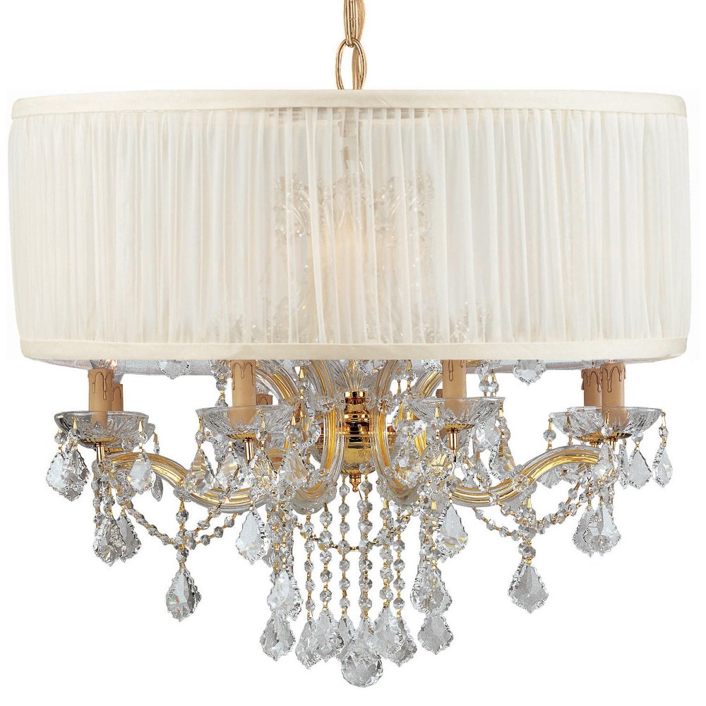 Crystorama Lighting-4489-GD-SAW-CLM-Brentwood - Twelve Light Chandelier in Classic Style - 30 Inches Wide by 27 Inches High Hand Cut Gold Polished Chrome Finish