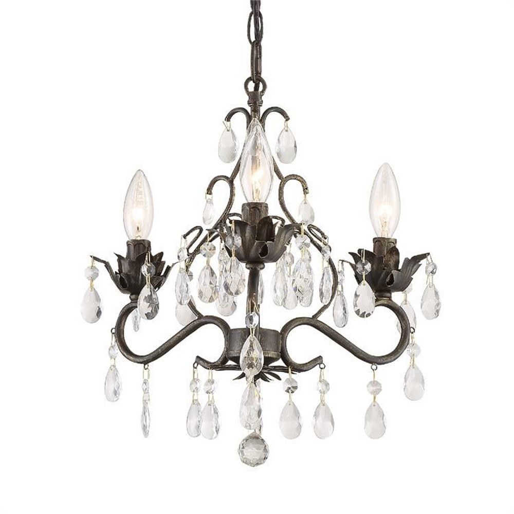 Crystorama Lighting-4534-EB-CL-MWP-Paris Market - 3 Light Mini Chandelier in Classic Style - 13 Inches Wide by 14 Inches High Hand Cut English Bronze English Bronze Finish
