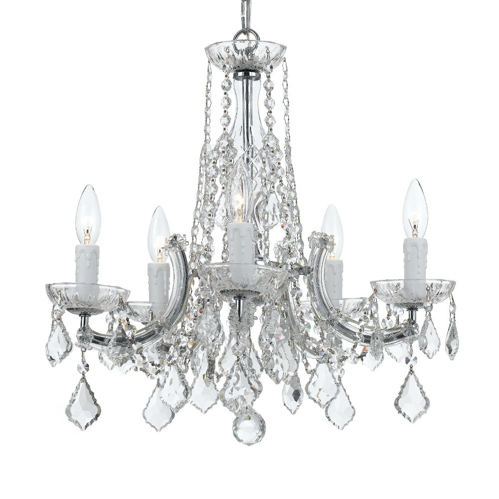Crystorama Lighting-4576-CH-CL-MWP-Maria Theresa - 5 Light Chandelier in Classic Style - 20 Inches Wide by 19 Inches High Hand Cut Polished Chrome Polished Chrome Finish with Hand Cut Crystal