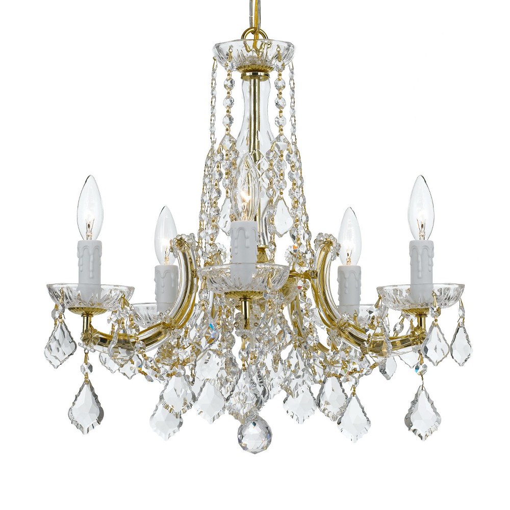 Crystorama Lighting-4576-GD-CL-MWP-Maria Theresa - 5 Light Chandelier in Classic Style - 20 Inches Wide by 19 Inches High Hand Cut Gold Polished Chrome Finish with Hand Cut Crystal