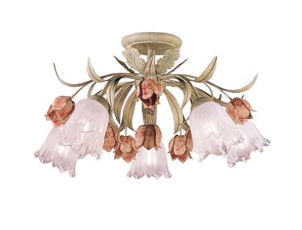 Crystorama Lighting-4800-SR-Southport Floral 5 Light Ceiling Mount Wrought Iron In Minimalist Style - 22 Inches Wide By 13 Inches High   Southport Floral 5 Light Ceiling Mount Wrought Iron In Minimali