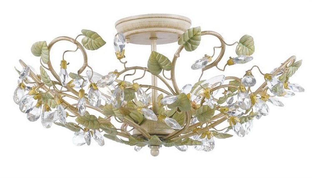 Crystorama Lighting-4840-CT-Josie Floral 3 Light Ceiling Mount In Classic Style - 20.5 Inches Wide By 8.75 Inches High   Josie Floral 3 Light Ceiling Mount In Classic Style - 20.5 Inches Wide By 8.75 