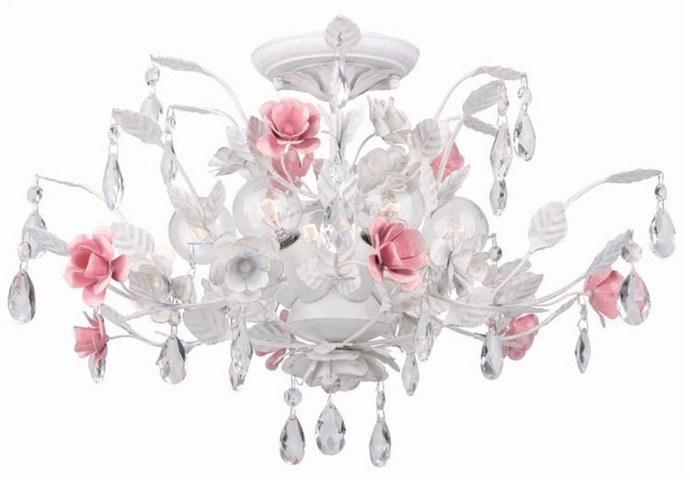 Crystorama Lighting-4850-WW-Lola - Six Light Semi-Flush Mount   Wet White Finish with Clear Hand Cut Crystal