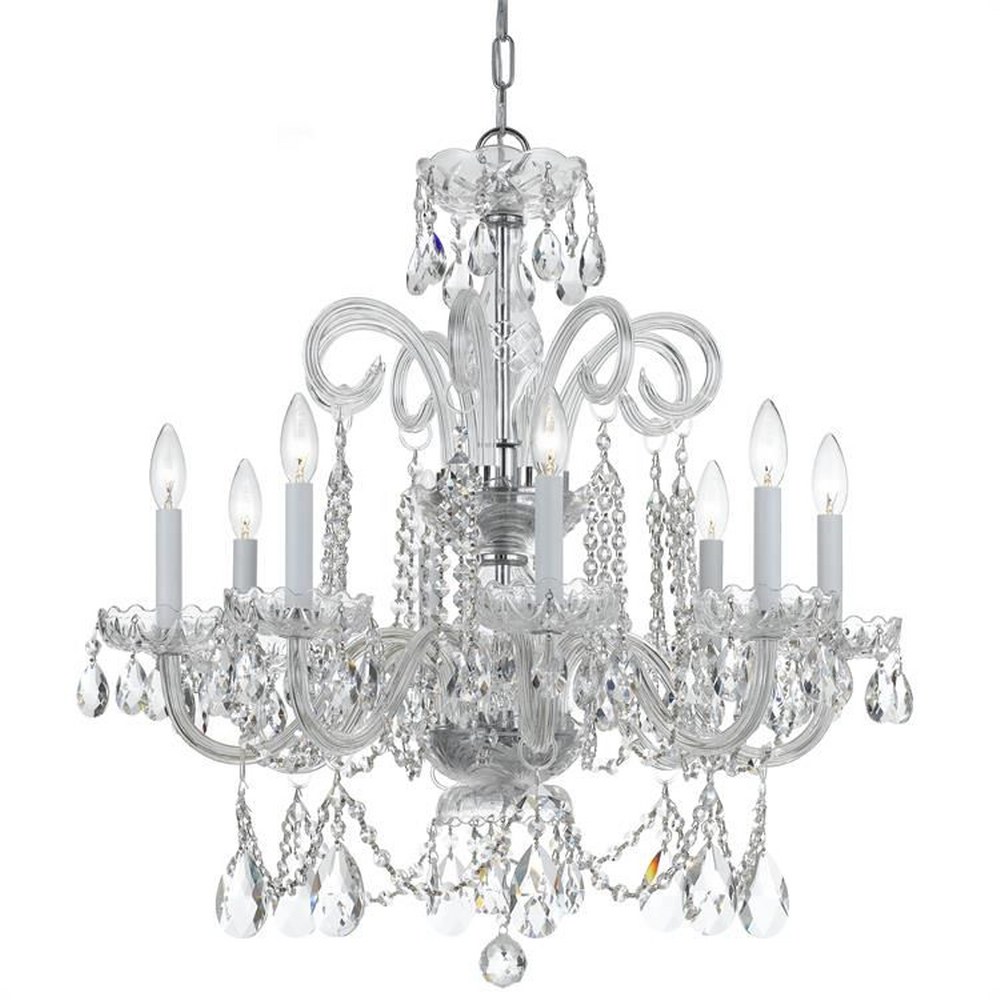 Crystorama Lighting-5008-CH-CL-MWP-Crystal - Eight Light Chandelier in Classic Style - 27 Inches Wide by 27 Inches High Hand Cut Polished Chrome Polished Chrome Finish