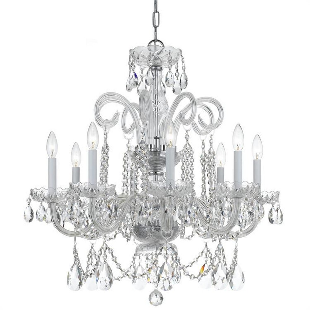 Crystorama Lighting-5008-CH-CL-S-Crystal - Eight Light Chandelier in Classic Style - 27 Inches Wide by 27 Inches High Swarovski Strass Polished Chrome Polished Chrome Finish