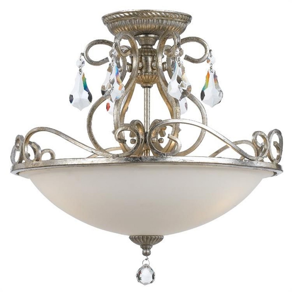 Crystorama Lighting-5010-OS-CL-S-Ashton - Three Light Semi-Flush Mount in Classic Style - 16.5 Inches Wide by 16.25 Inches High Swarovski Strass Olde Silver English Bronze Finish