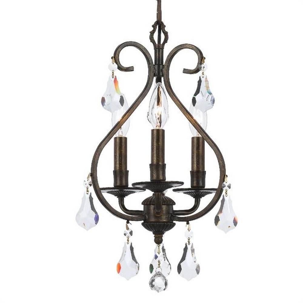 Crystorama Lighting-5013-EB-CL-S-Ashton - Three Light Mini Chandelier in Minimalist Style - 10 Inches Wide by 17 Inches High Clear Swarovski Strass  English Bronze Finish