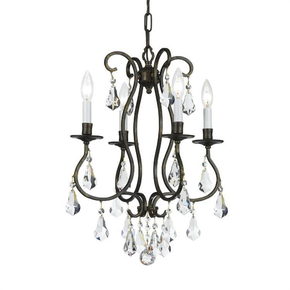 Crystorama Lighting-5014-EB-CL-S-Ashton - Four Light Mini Chandelier Clear Swarovski Strass  English Bronze Finish