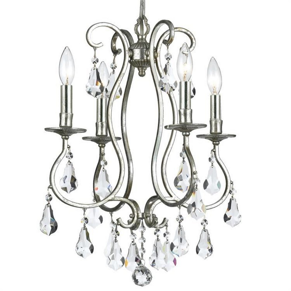 Crystorama Lighting-5014-OS-CL-MWP-Ashton - Four Light Mini Chandelier Hand Cut Olde Silver Olde Silver Finish