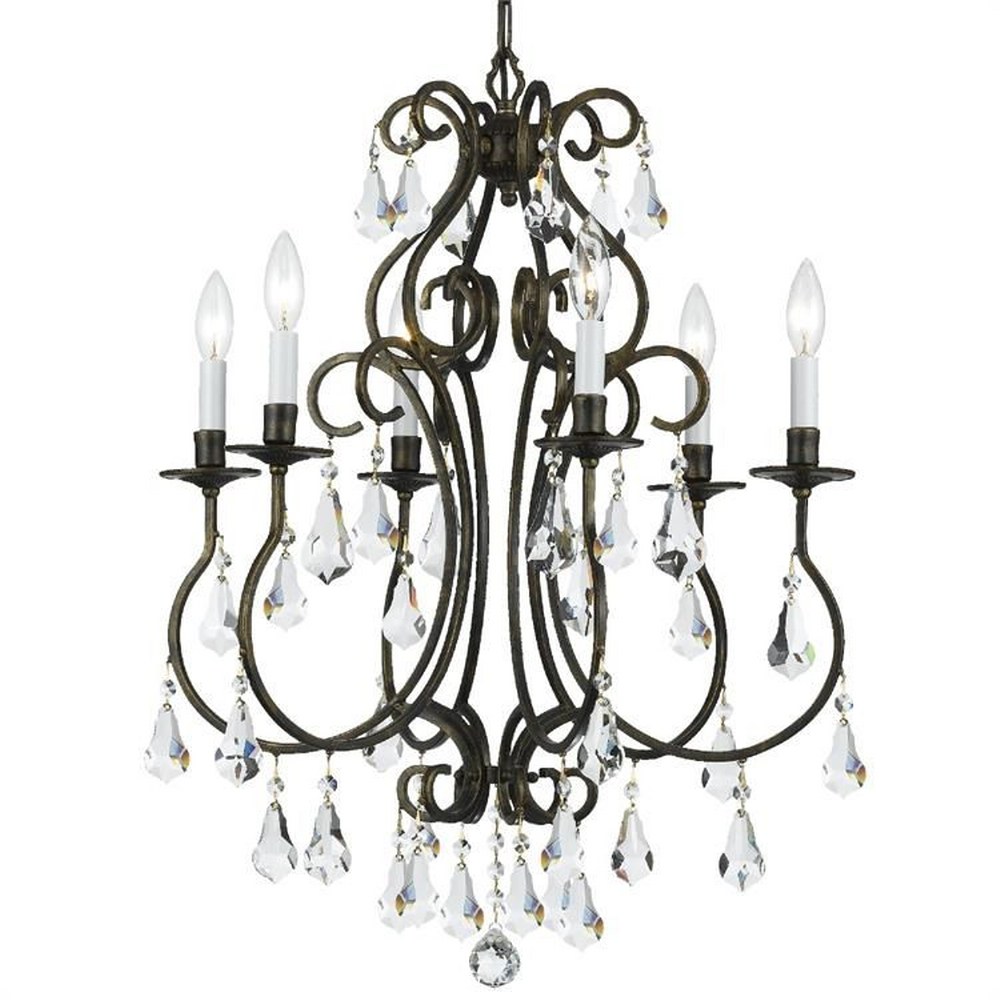 Crystorama Lighting-5016-EB-CL-S-Ashton - Six Light Chandelier in Traditional and Contemporary Style - 21.5 Inches Wide by 27 Inches High Clear Swarovski Strass  English Bronze Finish