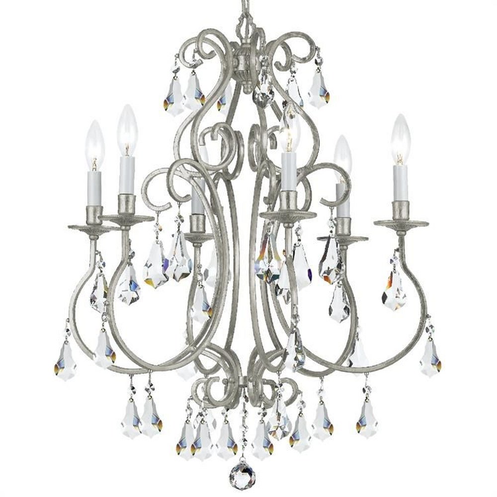 Crystorama Lighting-5016-OS-CL-S-Ashton - Six Light Chandelier in Traditional and Contemporary Style - 21.5 Inches Wide by 27 Inches High Clear Swarovski Strass  Olde Silver Finish