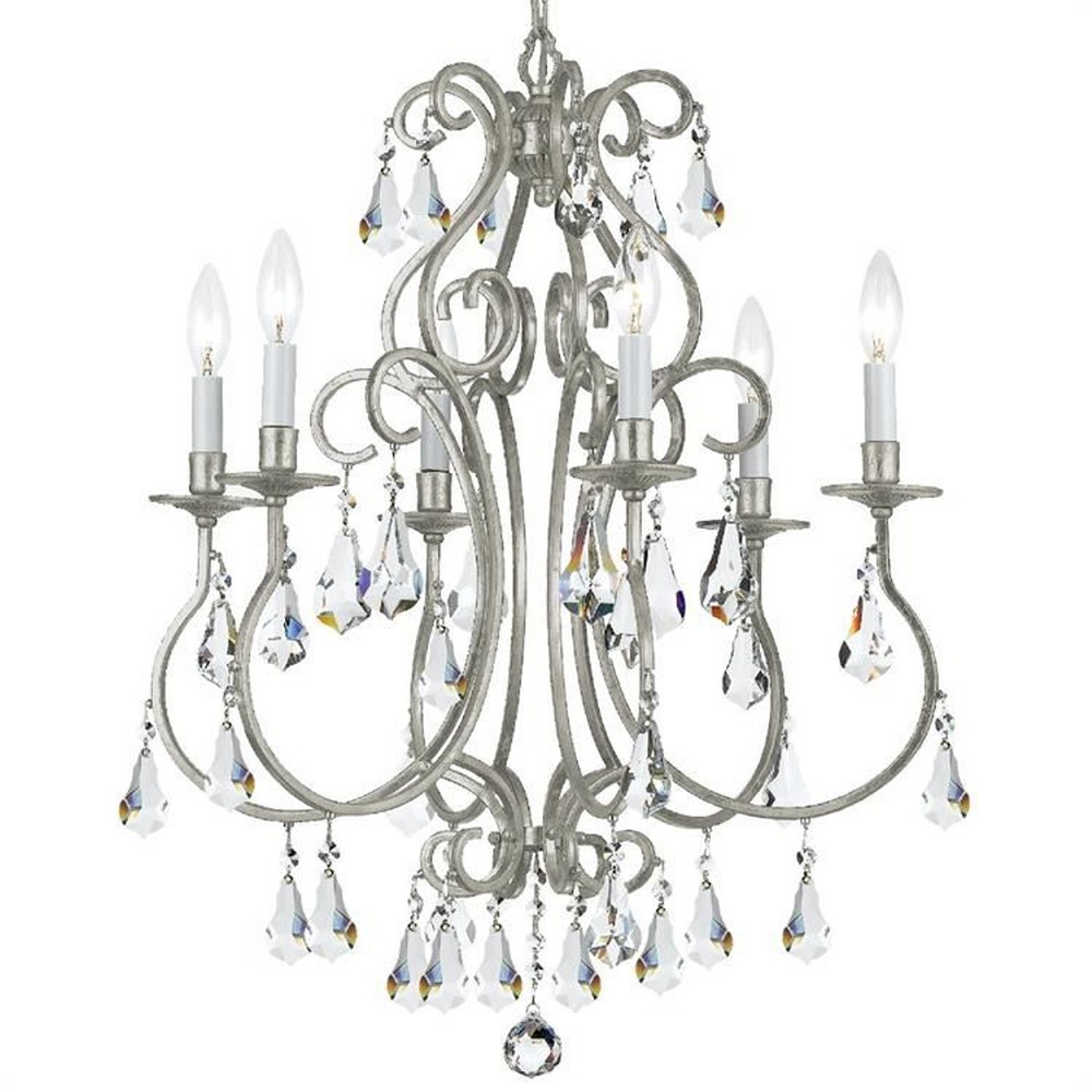 Crystorama Lighting-5016-OS-CL-MWP-Ashton - Six Light Chandelier in Traditional and Contemporary Style - 21.5 Inches Wide by 27 Inches High Hand Cut Olde Silver Olde Silver Finish