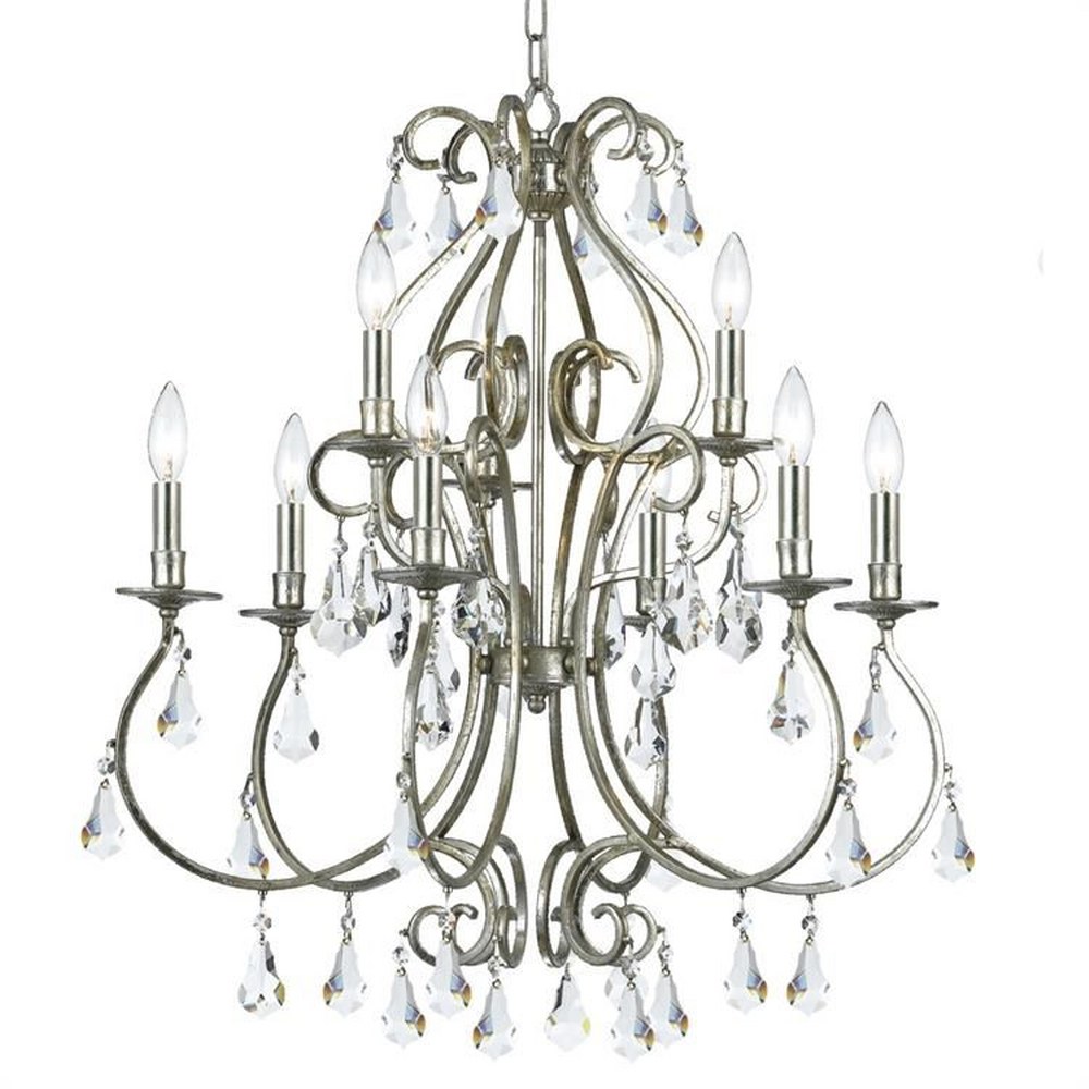 Crystorama Lighting-5019-OS-CL-S-Ashton - Nine Light Chandelier in Traditional and Contemporary Style - 25.5 Inches Wide by 31 Inches High Clear Swarovski Strass  Olde Silver Finish