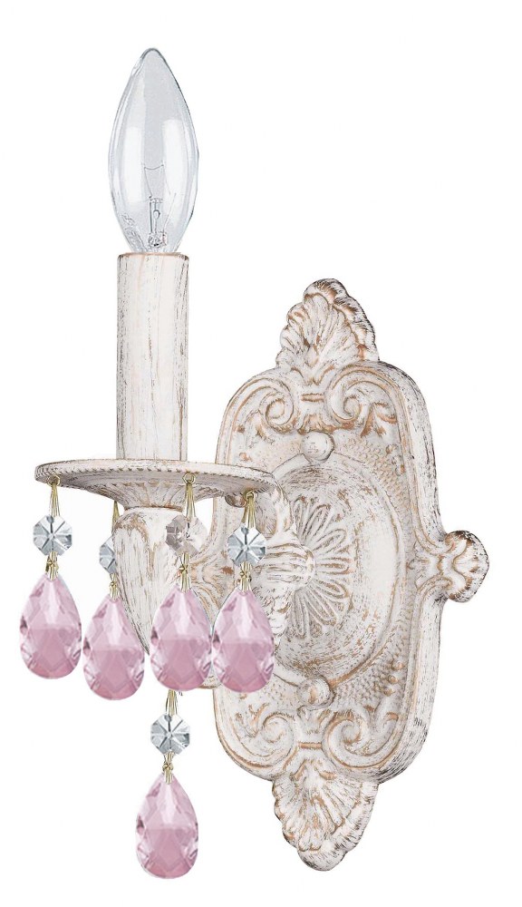 Crystorama Lighting-5021-AW-RO-MWP-Sutton - One Light Wall Sconce in Traditional and Contemporary Style - 6.25 Inches Wide by 9.5 Inches High Antique White Hand Cut Venetian Bronze Finish