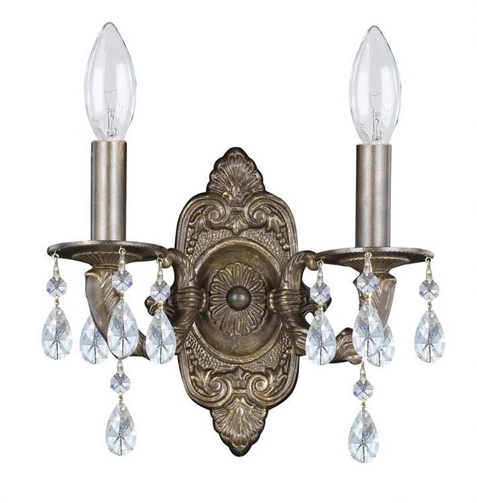 Crystorama Lighting-5022-VB-CL-S-Paris Market - Two Light Wall Sconce in Classic Style - 10 Inches Wide by 9.5 Inches High Venetian Bronze Swarovski Strass Antique White Finish