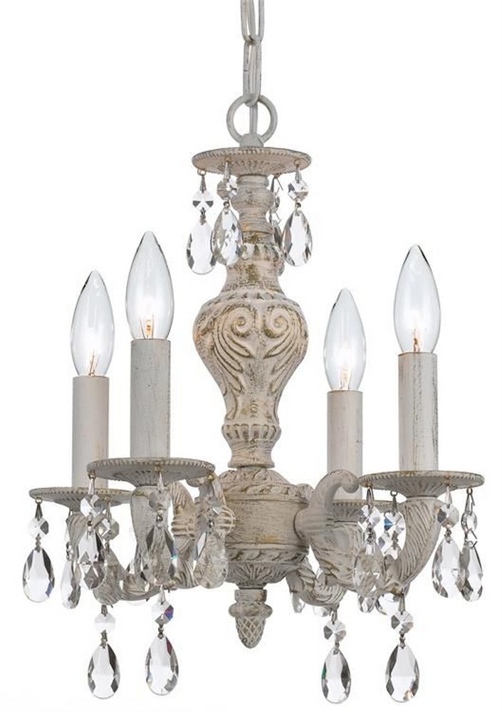 Crystorama Lighting-5024-AW-CL-S-Sutton Collection - Four Light Mini-Chandelier Clear Swarovski Strass Antique White Finish