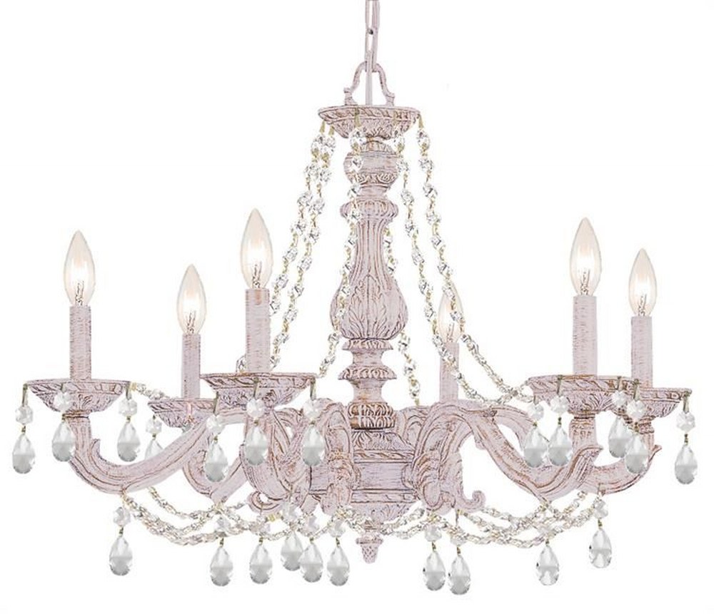 Crystorama Lighting-5026-AW-CL-S-Paris Market - Six Light Chandelier in Traditional and Contemporary Style - 28 Inches Wide by 22 Inches High Clear Swarovski Strass Antique White Finish