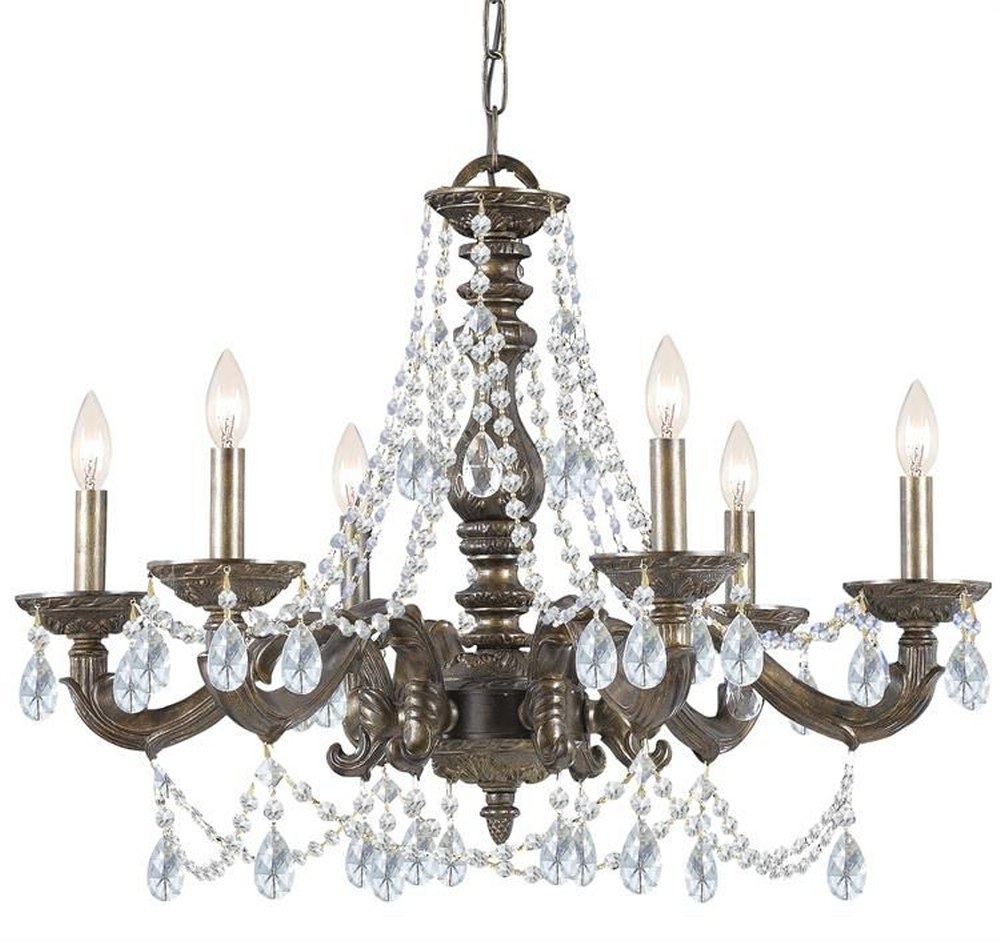 Crystorama Lighting-5026-VB-CL-S-Paris Market - Six Light Chandelier in Traditional and Contemporary Style - 28 Inches Wide by 22 Inches High Clear Swarovski Strass Antique White Finish