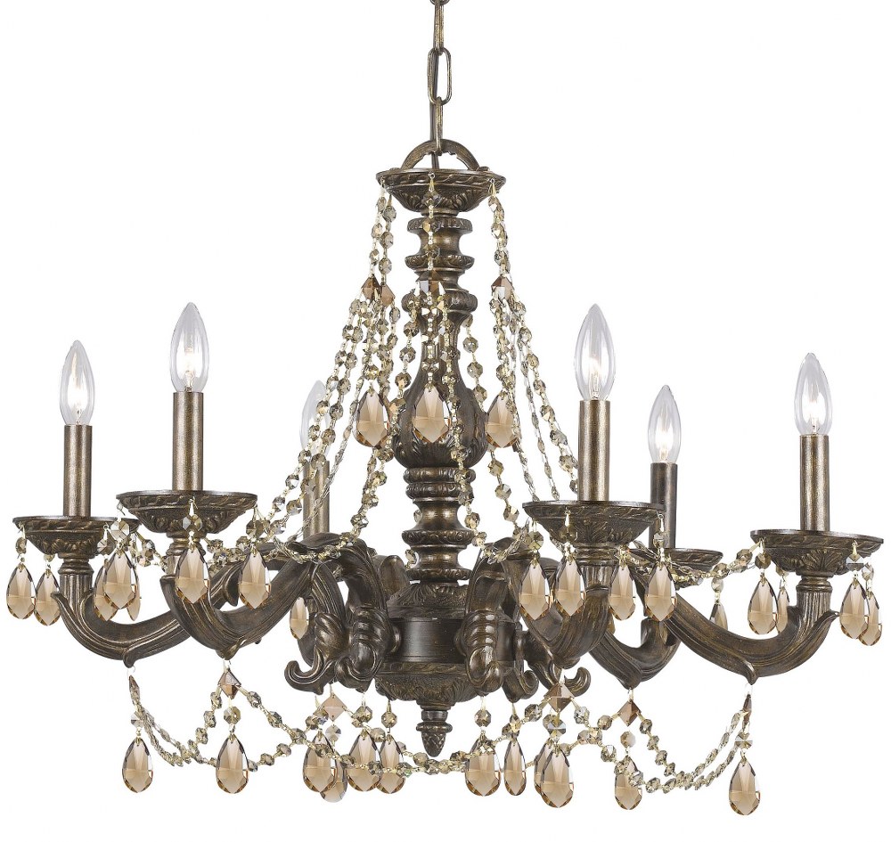 Crystorama Lighting-5026-VB-GT-S-Paris Market - Six Light Chandelier in Traditional and Contemporary Style - 28 Inches Wide by 22 Inches High Golden Teak Swarovski Strass  Venetian Bronze Finish