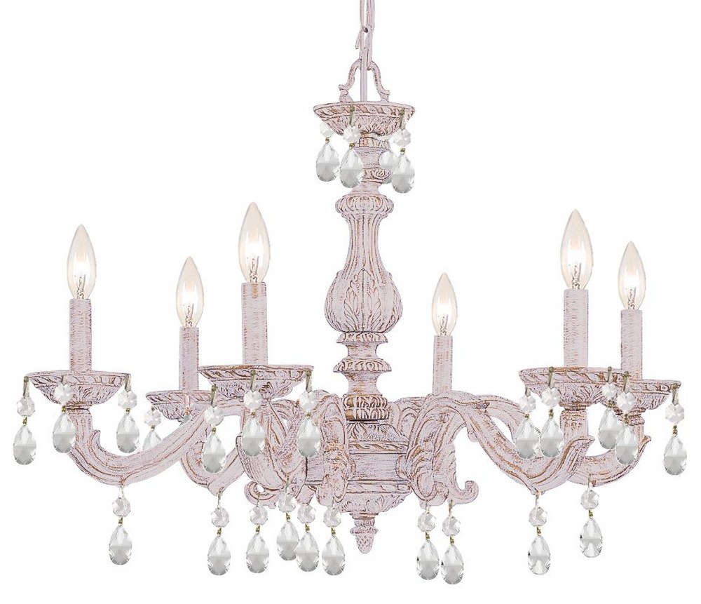 Crystorama Lighting-5036-AW-CL-S-Paris Market - Six Light Chandelier in Traditional and Contemporary Style - 28 Inches Wide by 21 Inches High Clear Swarovski Strass Antique White Finish