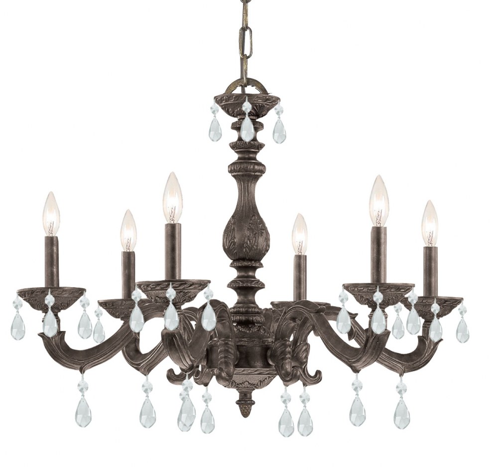 Crystorama Lighting-5036-VB-CL-S-Paris Market - Six Light Chandelier in Traditional and Contemporary Style - 28 Inches Wide by 21 Inches High Clear Swarovski Strass Antique White Finish